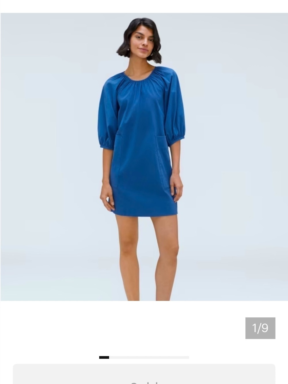 Everlane Royal Blue Puff-Sleeve Shift Mini Dress